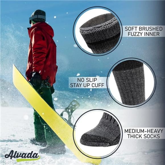Alvada Warm Thermal Wool Socks for Winter Moisture Wicking and Breathable - Picture 4 of 7